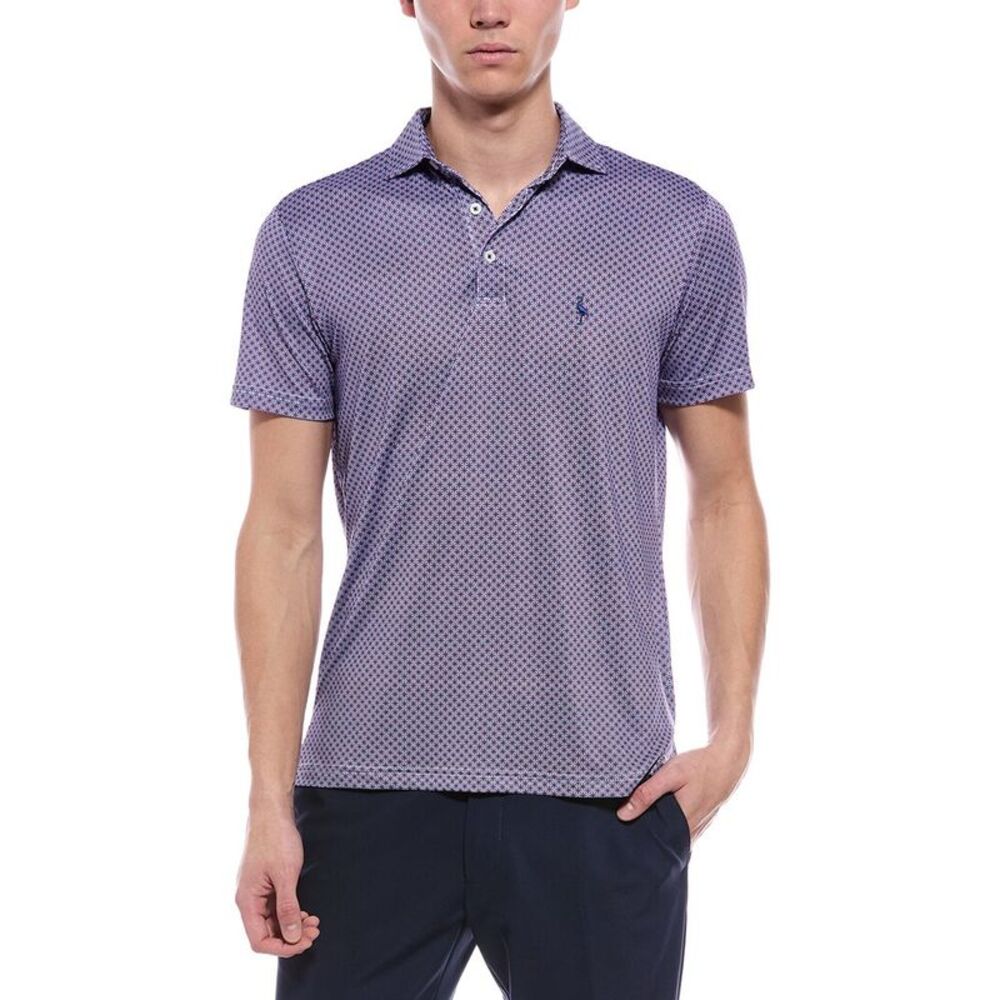 Tailorbyrd Mens  Geo Floral Performance Polo Shirt, Blue